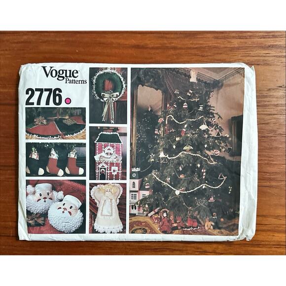 UNCUT Vogue Pattern #2776 Christmas Ornaments Angel Wreath Tree Skirt Stocking - Picture 1 of 2